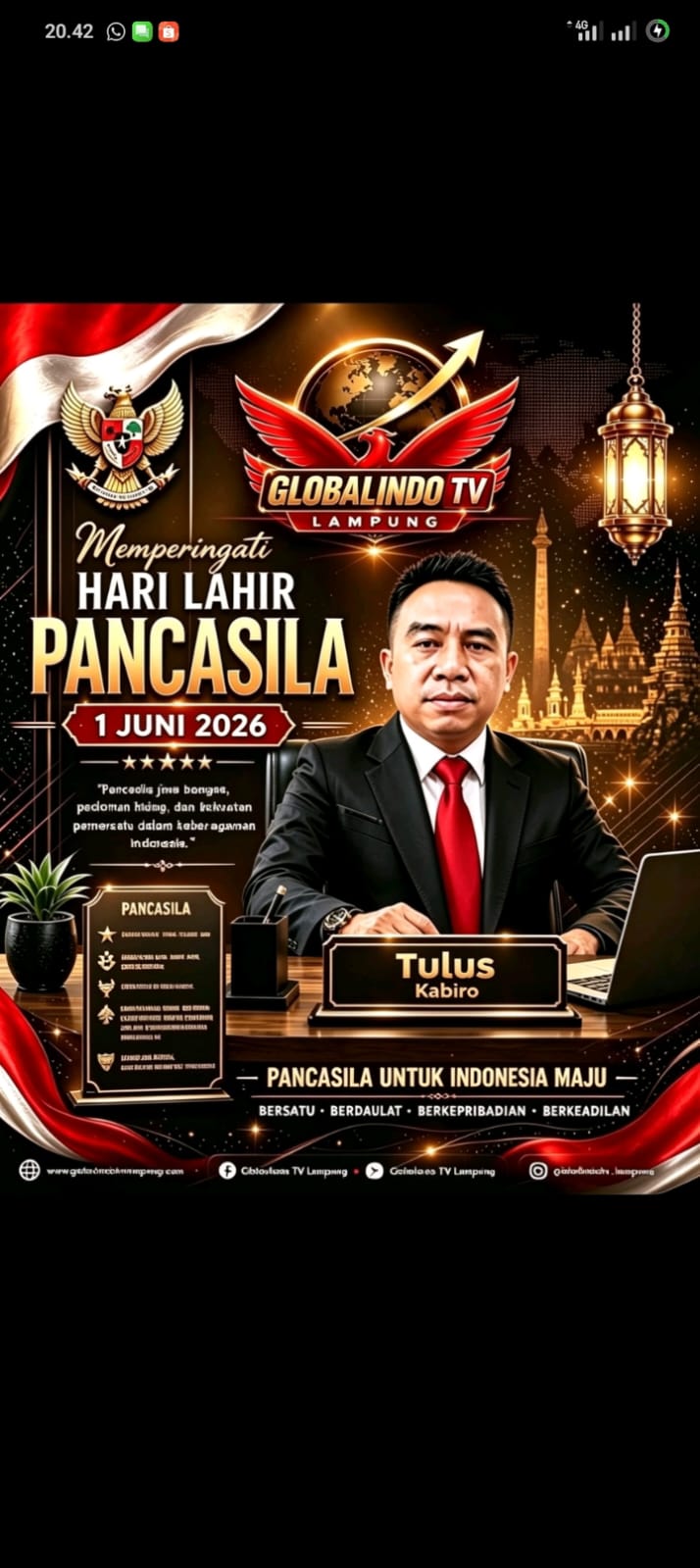 Kaperwil Lampung Media Globalindo Group Ucapkan Selamat Hari Lahir Pancasila 2026